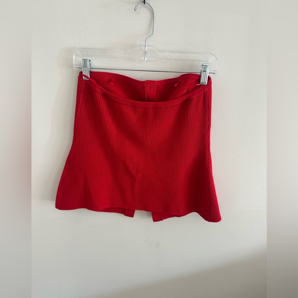 Abercrombie and Fitch ribbed red strapless button front top size medium - Picture 5 of 5